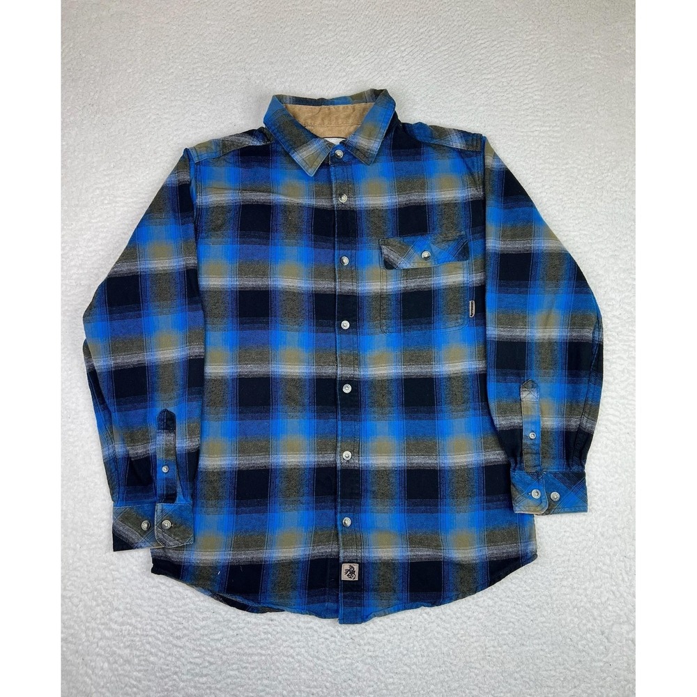 Legendary Whitetails Shirt Mens Medium Blue Buck Camp Flannel LS Button Up